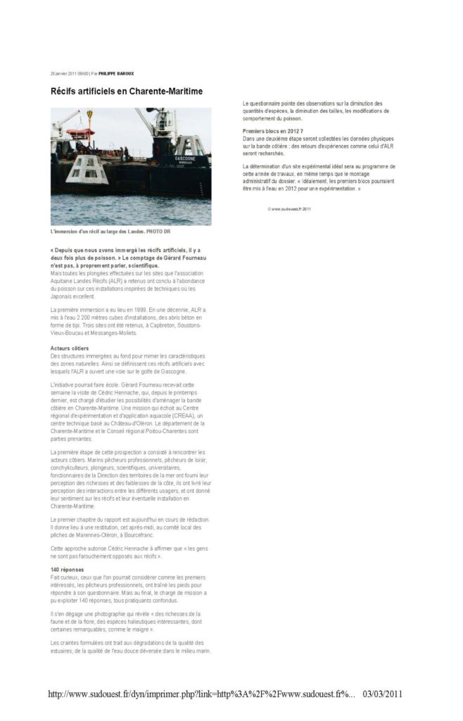 sudouest 28 1 11 recifs artificiels en charente maritime modif